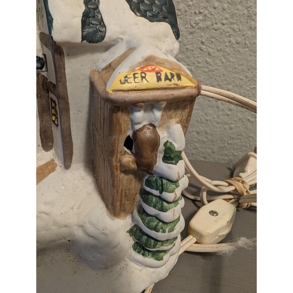 Vintage Lighted Santa North Pole Village House Ceramic Christmas Decoration 7" - Picture 3 of 11